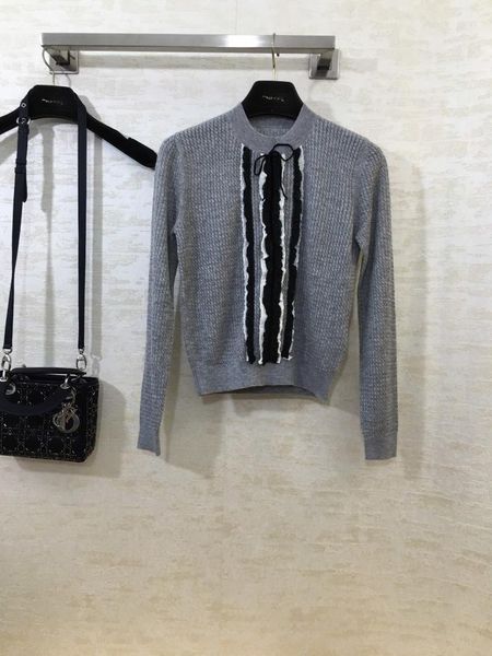 women's sweaters ladies 2021 fashion long-sleeved casual stitching lace bow knitted 1202, White;black
women's sweaters ladies 2021 fashion long-sleeved casual stitching lace bow knitted 1202, White;black
