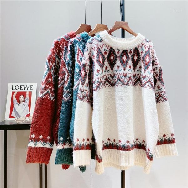 red christmas snowflake pullover sweater women winter thicken casual soft loose round neck long sleeves knitted women's sweaters, White;black
red christmas snowflake pullover sweater women winter thicken casual soft loose round neck long sleeves knitted women's sweaters, White;black