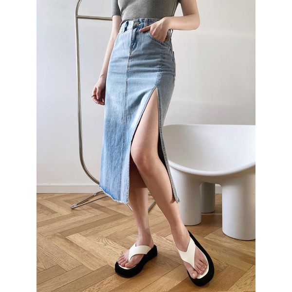 skirts yeeloca design sense split denim skirt women's 2021 summer black blue mid length casual saias korean high waist a-line
skirts yeeloca design sense split denim skirt women's 2021 summer black blue mid length casual saias korean high waist a-line