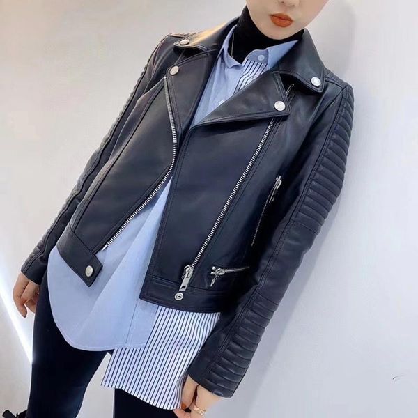 women's leather & faux imports zealand sheepskin coat spring women short length locomotive model fashion jacket female long sleeves, Black
women's leather & faux imports zealand sheepskin coat spring women short length locomotive model fashion jacket female long sleeves, Black