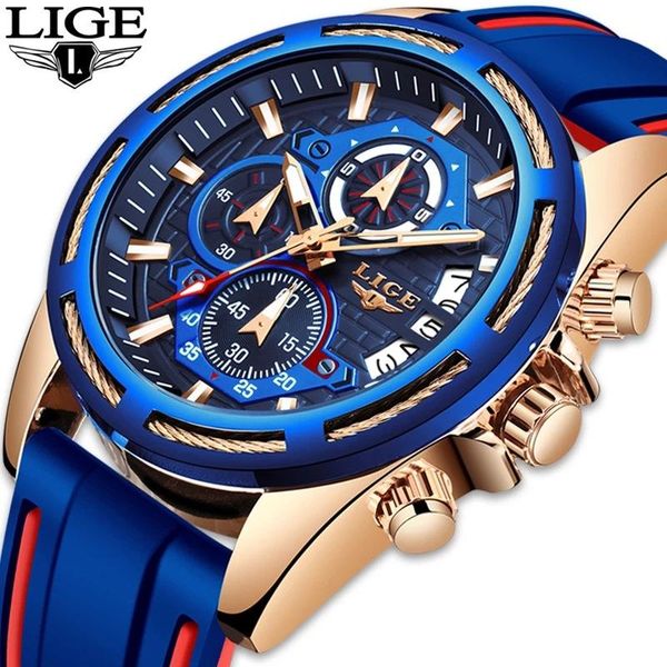 wristwatches lige 9986 fashion luxury multifunction quartz sports male casual waterproof silica gel chronograph men's watch, Slivery;brown 
wristwatches lige 9986 fashion luxury multifunction quartz sports male casual waterproof silica gel chronograph men's watch, Slivery;brown