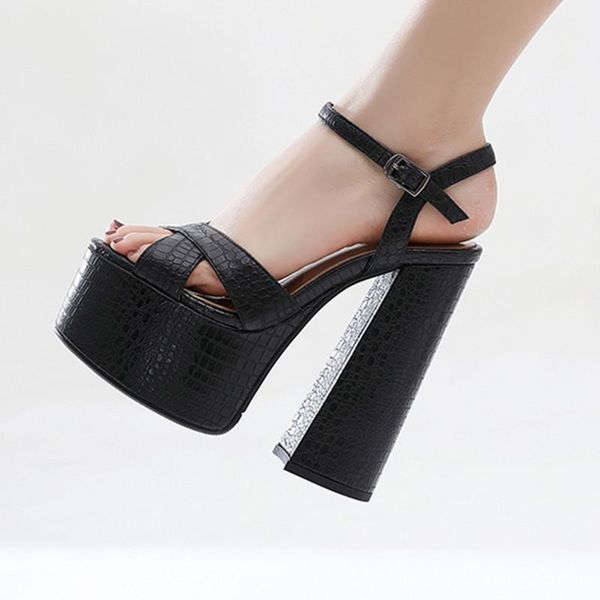 dress shoes cool genuine leather women sandals metal buckle platforms high heels pumps 2021 est night club wedged shoe woman, Black 
dress shoes cool genuine leather women sandals metal buckle platforms high heels pumps 2021 est night club wedged shoe woman, Black