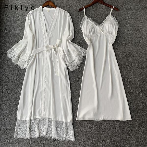 women's sleepwear fiklyc lace hollow out satin robe gown sets dropship female luxury wedding white bathrobes sleepshirts pyjamas suit, Black;red
women's sleepwear fiklyc lace hollow out satin robe gown sets dropship female luxury wedding white bathrobes sleepshirts pyjamas suit, Black;red