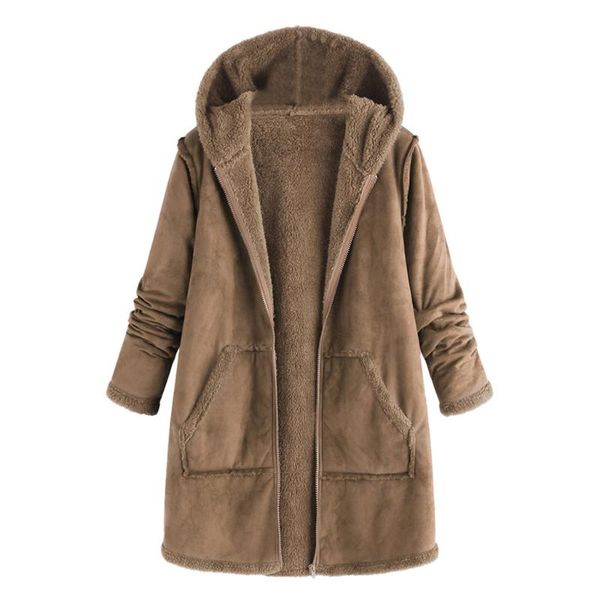 women's jackets winter casual warm coat fashion pocket plush hooded solid outrwear plus size abrigo de mujer, Black;brown
women's jackets winter casual warm coat fashion pocket plush hooded solid outrwear plus size abrigo de mujer, Black;brown