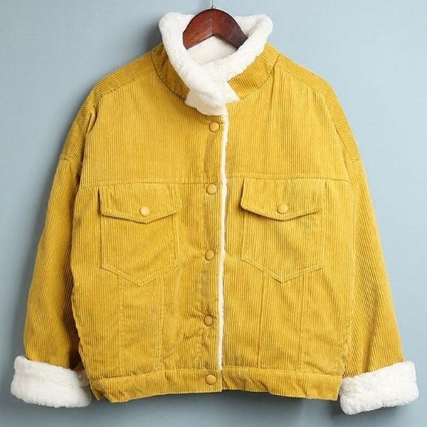 women's jackets 2021 autumn winter corduroy fur lining thick warm jacket women fashion korean lapel loose female parka coats clothing, Black;brown
women's jackets 2021 autumn winter corduroy fur lining thick warm jacket women fashion korean lapel loose female parka coats clothing, Black;brown