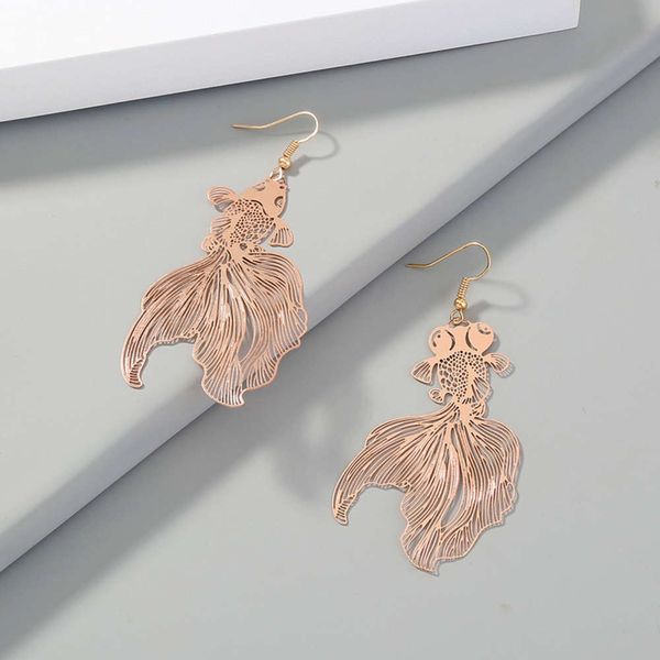 trinket gold hollowed out chinese style koi goldfish long earhook temperament versatile earrings female, Black
trinket gold hollowed out chinese style koi goldfish long earhook temperament versatile earrings female, Black
