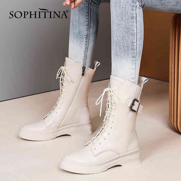 sophitina women boots fashion leisure genuine leather mid-half boots zipper lace up buckle strap shoes women so633 210513, Black
sophitina women boots fashion leisure genuine leather mid-half boots zipper lace up buckle strap shoes women so633 210513, Black