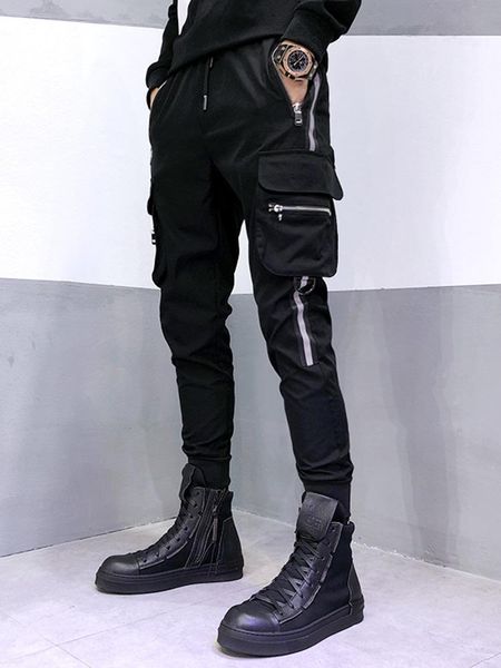 men's pants autumn korean slim feet harem hip hop personality overalls trousers, Black
men's pants autumn korean slim feet harem hip hop personality overalls trousers, Black