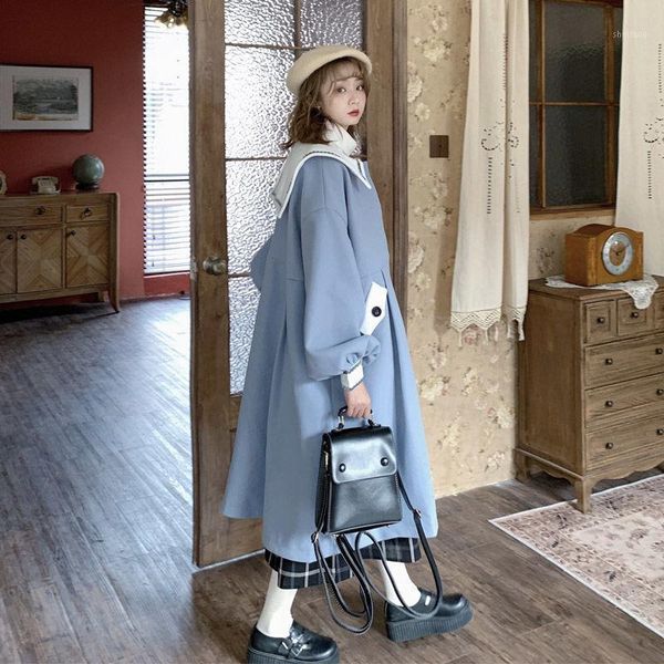 women's wool & blends jacket women coat sailor collar fall winter female loose woolen veste manteau femme, Black
women's wool & blends jacket women coat sailor collar fall winter female loose woolen veste manteau femme, Black
