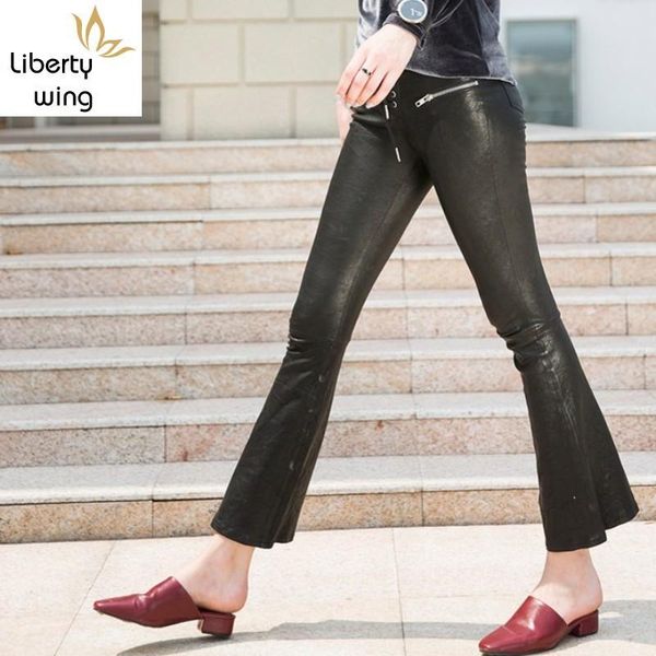 women's pants & capris brand fashion women lace up skinny wide leg 100% sheepskin genuine leather stretch flared trousers lady gothic, Black;white
women's pants & capris brand fashion women lace up skinny wide leg 100% sheepskin genuine leather stretch flared trousers lady gothic, Black;white