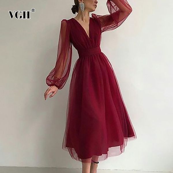 vgh red elegant party dress for women v neck lantern long sleeve high waist ruched slim a line dresses female fashion style 210421, Black;gray
vgh red elegant party dress for women v neck lantern long sleeve high waist ruched slim a line dresses female fashion style 210421, Black;gray