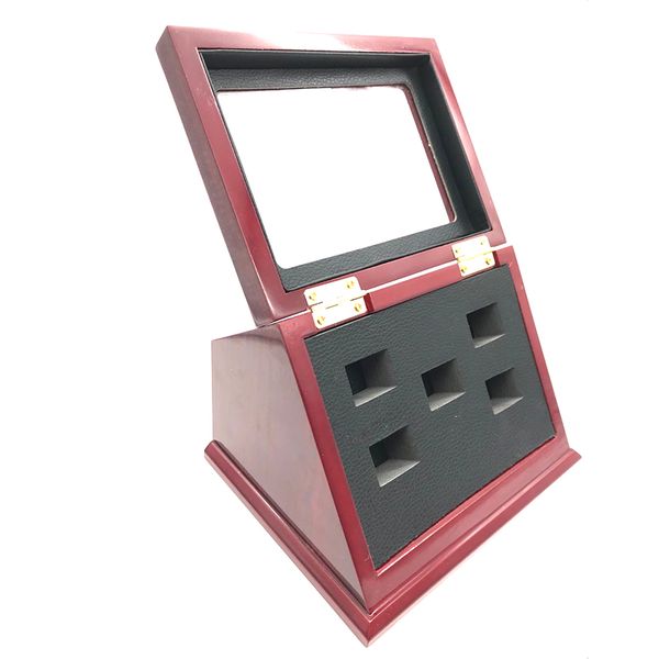 slant wood t-shaped boxes clear face 5 position hole display box for all kind of championship rings, Black
slant wood t-shaped boxes clear face 5 position hole display box for all kind of championship rings, Black
