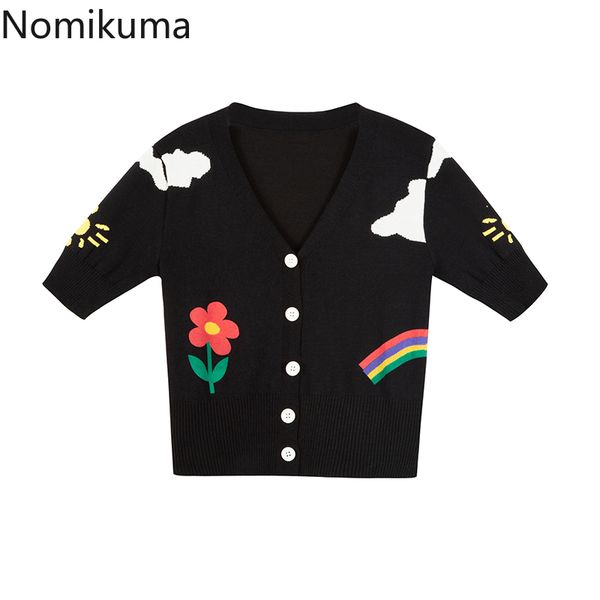 nomikuma funny cartoon printed knitted cardigan short sleeve v-neck korean elegant sweater coat causal women knitwear 6g453 210427, White;black
nomikuma funny cartoon printed knitted cardigan short sleeve v-neck korean elegant sweater coat causal women knitwear 6g453 210427, White;black