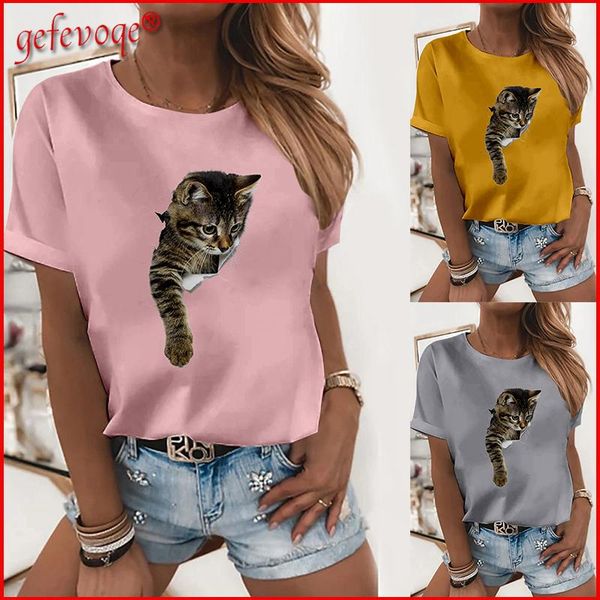 women's t-shirt 2021 women summer clothes funny cute 3d cartoon cat printed o neck short sleeve casual loose plus size tees tshirts, White
women's t-shirt 2021 women summer clothes funny cute 3d cartoon cat printed o neck short sleeve casual loose plus size tees tshirts, White