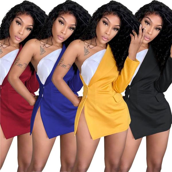 women's suits & blazers wuhe autumn women patchwork asymmetrical one shoulder coats night clubwear female high streetwear, White;black
women's suits & blazers wuhe autumn women patchwork asymmetrical one shoulder coats night clubwear female high streetwear, White;black