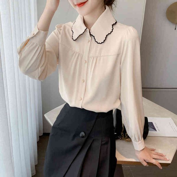 fashion women chiffon shirt solid color long sleeve office lady elegant turn down collar female blouses 210515, White
fashion women chiffon shirt solid color long sleeve office lady elegant turn down collar female blouses 210515, White