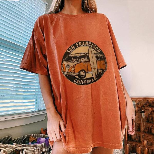 women's t-shirt car printed pattern vintage casual short sleeve round neck long tees girls summer clothes, White
women's t-shirt car printed pattern vintage casual short sleeve round neck long tees girls summer clothes, White