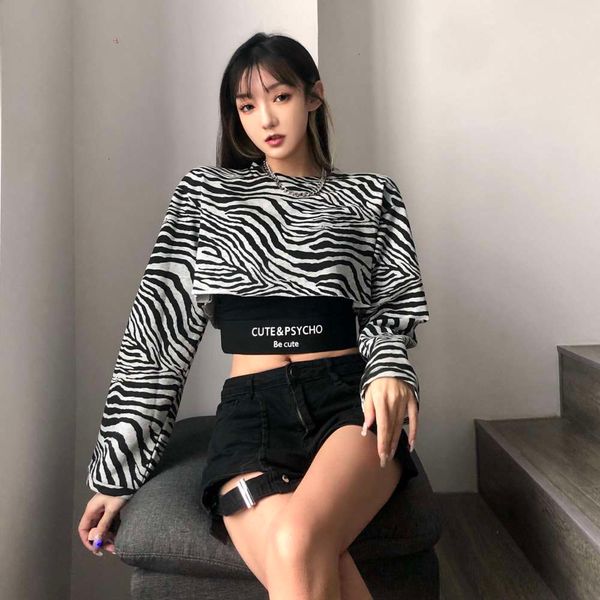 women's sweaters sweater two piece street zebra print loose high waisted dancing open navel long sleeve 848p, White;black
women's sweaters sweater two piece street zebra print loose high waisted dancing open navel long sleeve 848p, White;black
