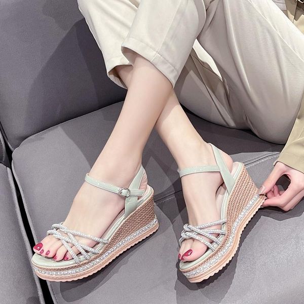 slippers slope heel high sandals women 2021 summer diamond fairy style platform roman shoe m4tc, Black
slippers slope heel high sandals women 2021 summer diamond fairy style platform roman shoe m4tc, Black