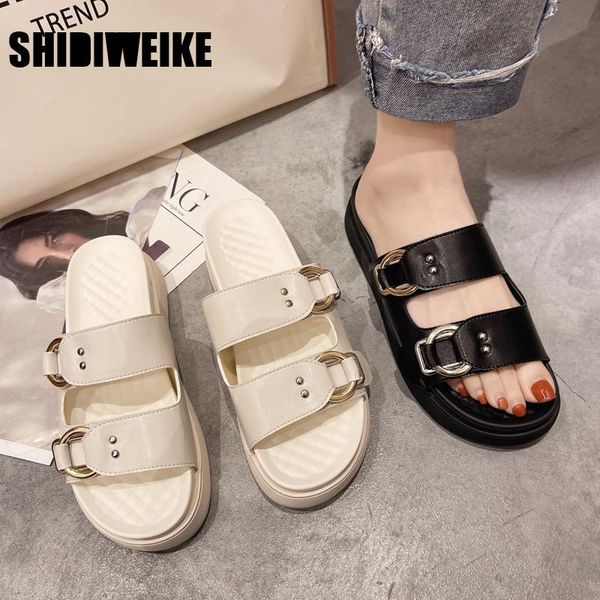 slippers woman buckle women's shoes 2021 summer ladies casual light slip on outdoor female beach platform slipper vc478, Black
slippers woman buckle women's shoes 2021 summer ladies casual light slip on outdoor female beach platform slipper vc478, Black