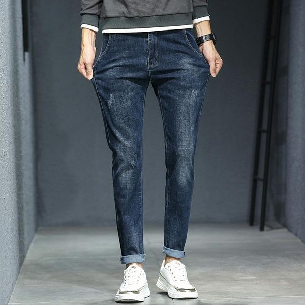 men's jeans fall/winter stretch slim-fit feet pants korean street grunge casual trend fashion hole men trousers, Blue
men's jeans fall/winter stretch slim-fit feet pants korean street grunge casual trend fashion hole men trousers, Blue