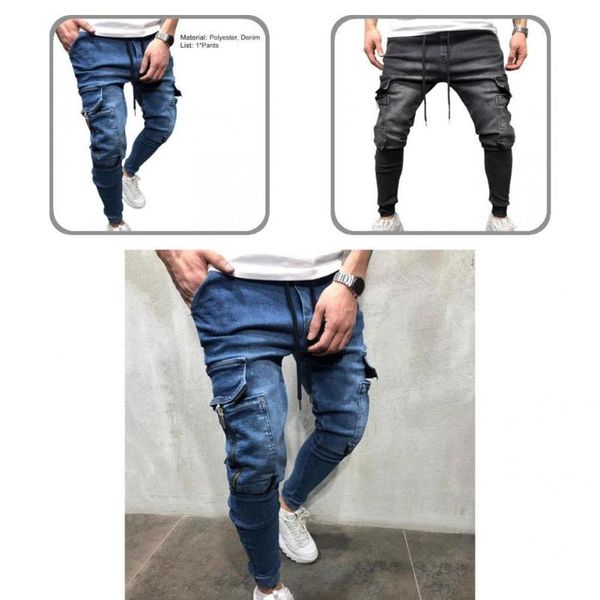 men's jeans fit all match multi pockets ankle-banded pencil pants for daily wear, Blue
men's jeans fit all match multi pockets ankle-banded pencil pants for daily wear, Blue