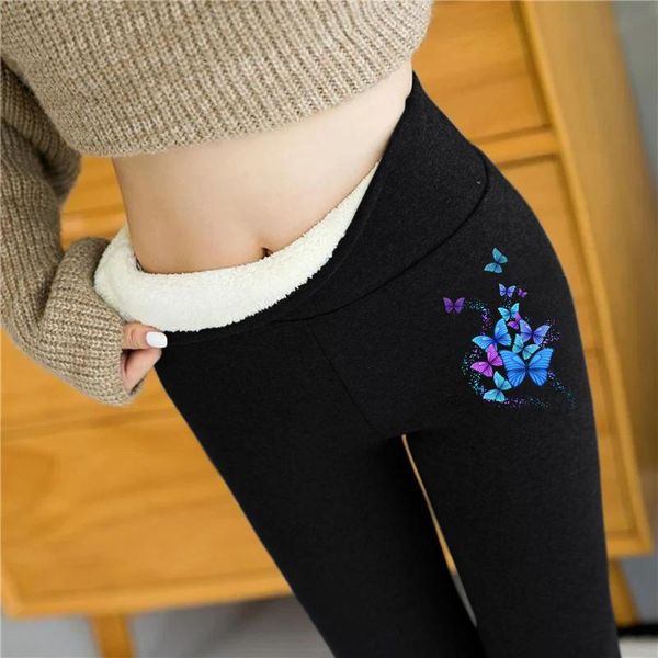 women's leggings autumn winter fleece butterfly print workout home warm elastic velvet waist plush thicken trousers pants lady, Black
women's leggings autumn winter fleece butterfly print workout home warm elastic velvet waist plush thicken trousers pants lady, Black