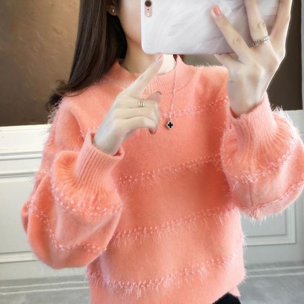 women's sweaters 2021 autumn winter women casual solid pullover female imitation mink velvet long-sleeved sweater lady elegant knit jum, White;black
women's sweaters 2021 autumn winter women casual solid pullover female imitation mink velvet long-sleeved sweater lady elegant knit jum, White;black