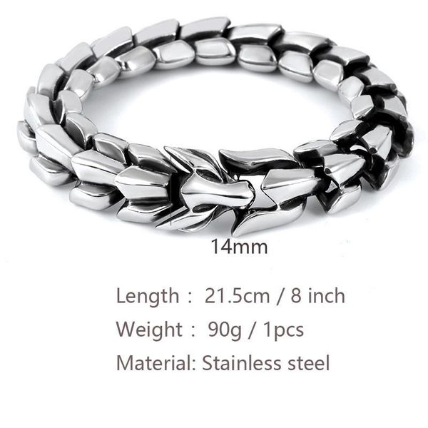 Charm Bracelets Stainless Steel Gold Silver Color Viking Ouroboros Vintage Punk Style Dragon Bracelet For Man, Golden;silver
Charm Bracelets Stainless Steel Gold Silver Color Viking Ouroboros Vintage Punk Style Dragon Bracelet For Man, Golden;silver