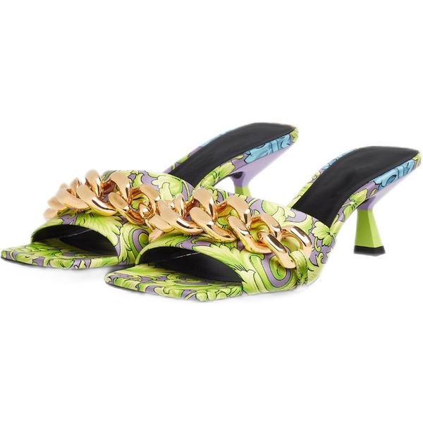 women slippers summer high-heeled square-toe fashion thick chain sheepskin flip flops printing shoes plus size 35-43, Black
women slippers summer high-heeled square-toe fashion thick chain sheepskin flip flops printing shoes plus size 35-43, Black