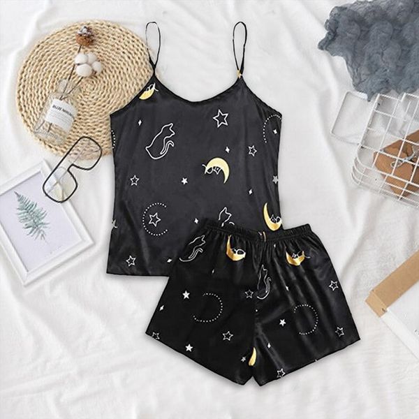 summer lace sling shorts printing womens sleepwears pajamas set simple cute style short sleeved home service, Black;red
summer lace sling shorts printing womens sleepwears pajamas set simple cute style short sleeved home service, Black;red