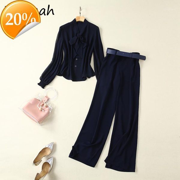 women summer fashion runway trousers set long sleeve loose blouses + high waist solid 2-piece women's two piece pants, White
women summer fashion runway trousers set long sleeve loose blouses + high waist solid 2-piece women's two piece pants, White