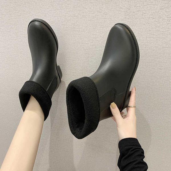 women's four seasons short tube boots plush fashion wear female soft rubber kitchen work rain shoes, Black
women's four seasons short tube boots plush fashion wear female soft rubber kitchen work rain shoes, Black