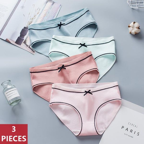 women's panties 3pcs breathable cotton women soft seamless underpants bowknot female briefs mid- waist ladies lingerie, Black;pink 
women's panties 3pcs breathable cotton women soft seamless underpants bowknot female briefs mid- waist ladies lingerie, Black;pink