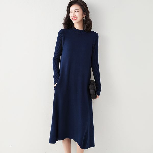 dress in women's mesh plus size fall and winter mid-length base sweater skirt feminine fashion streetwear all matching, Black;gray 
dress in women's mesh plus size fall and winter mid-length base sweater skirt feminine fashion streetwear all matching, Black;gray