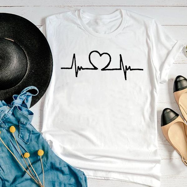 women's t-shirt women sweet love heartbeat cute short sleeve 90s fashion summer print lovely clothes tees tshirt, White
women's t-shirt women sweet love heartbeat cute short sleeve 90s fashion summer print lovely clothes tees tshirt, White