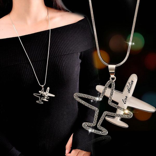 pendant necklaces choker necklace for women crystal airplane collier femme fashion jewelry korean long chain kolye gift girl, Silver
pendant necklaces choker necklace for women crystal airplane collier femme fashion jewelry korean long chain kolye gift girl, Silver