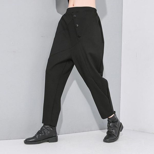 women's pants & capris lanmrem button decoration elastic waist solid color women harem streetwear loose personality 2021 spring pc849, Black;white
women's pants & capris lanmrem button decoration elastic waist solid color women harem streetwear loose personality 2021 spring pc849, Black;white