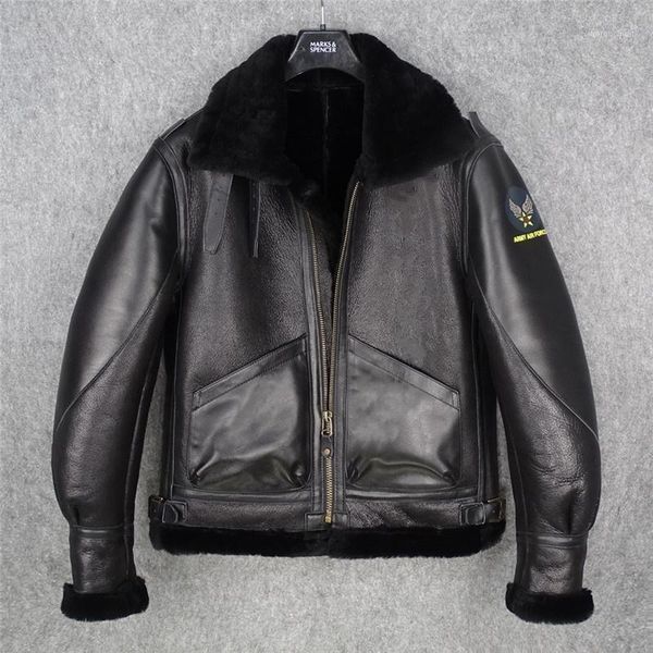 men's leather & faux style 2021black military b3 bomber genuine shearling coat plus size 4xl real natural sheepskin winter warm jacket, Black
men's leather & faux style 2021black military b3 bomber genuine shearling coat plus size 4xl real natural sheepskin winter warm jacket, Black