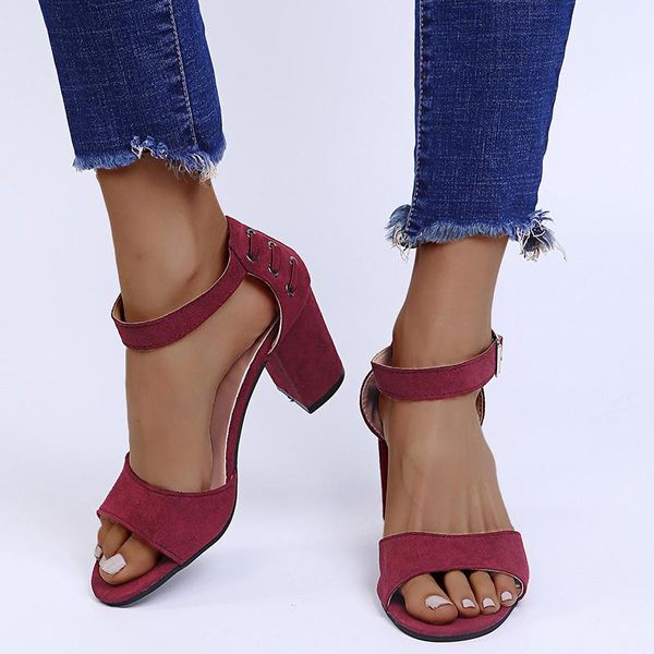 women's square heels comfort sandals ladies shoes peep toe summer ankle buckle strap female footwear flock solid woman plus size, Black
women's square heels comfort sandals ladies shoes peep toe summer ankle buckle strap female footwear flock solid woman plus size, Black