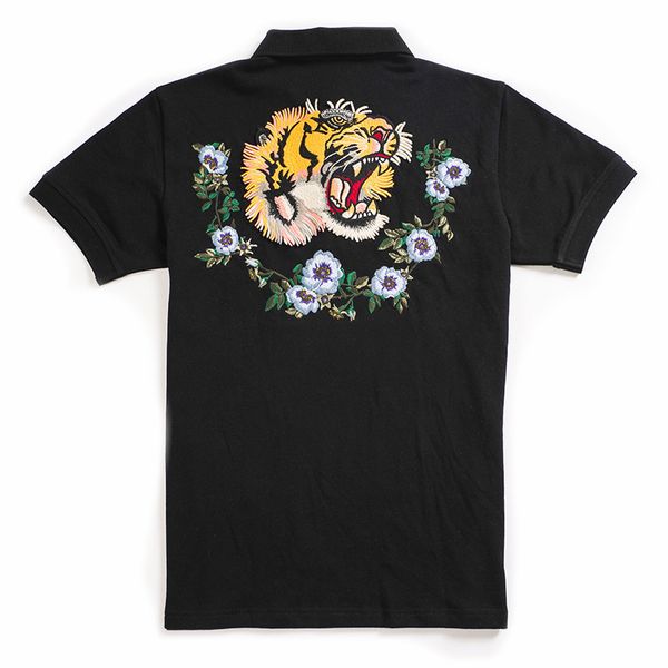 men's polo shirt fashion brand flower domineering tiger head embroidered men and women's short sleeve t-, White;black
men's polo shirt fashion brand flower domineering tiger head embroidered men and women's short sleeve t-, White;black