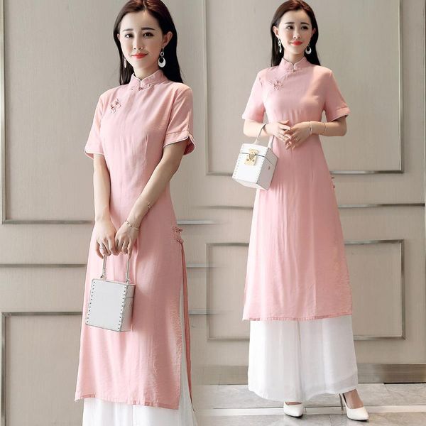 ethnic clothing 2021 aodai vietnam traditional dress cheongsam chinese style qipao collar set elegant party pants, Red
ethnic clothing 2021 aodai vietnam traditional dress cheongsam chinese style qipao collar set elegant party pants, Red