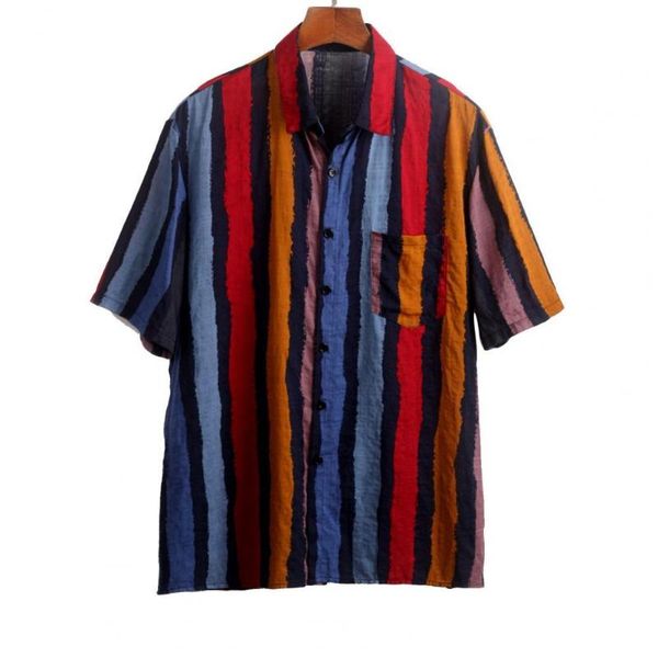 men's casual shirts striped print men shirt turn-down collar arc hem short sleeve buttons closure beachwear, White;black
men's casual shirts striped print men shirt turn-down collar arc hem short sleeve buttons closure beachwear, White;black