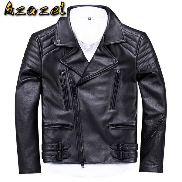 men's leather & faux mens jacket autumn real genuine coat for men short motorcycle cow jackets veste cuir homme uy02 kj3208, Black
men's leather & faux mens jacket autumn real genuine coat for men short motorcycle cow jackets veste cuir homme uy02 kj3208, Black