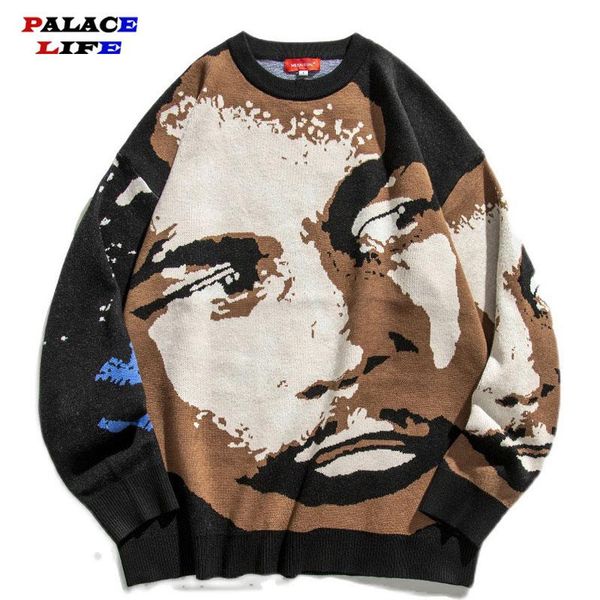 men's sweaters japanese vintage sweater pullover men hip hop streetwear portrait print knitted couple harajuku retro woman top, White;black
men's sweaters japanese vintage sweater pullover men hip hop streetwear portrait print knitted couple harajuku retro woman top, White;black
