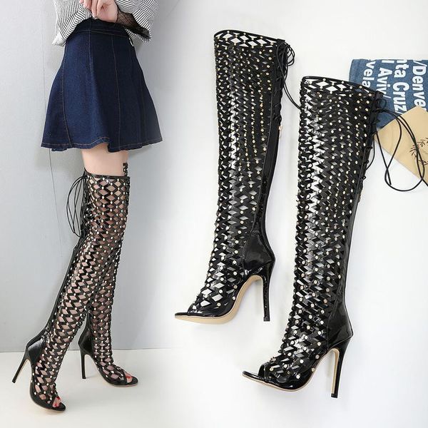 boots 2021 heels 12cm fashion stage catwalk rivet hollow high heel sandals women, Black
boots 2021 heels 12cm fashion stage catwalk rivet hollow high heel sandals women, Black