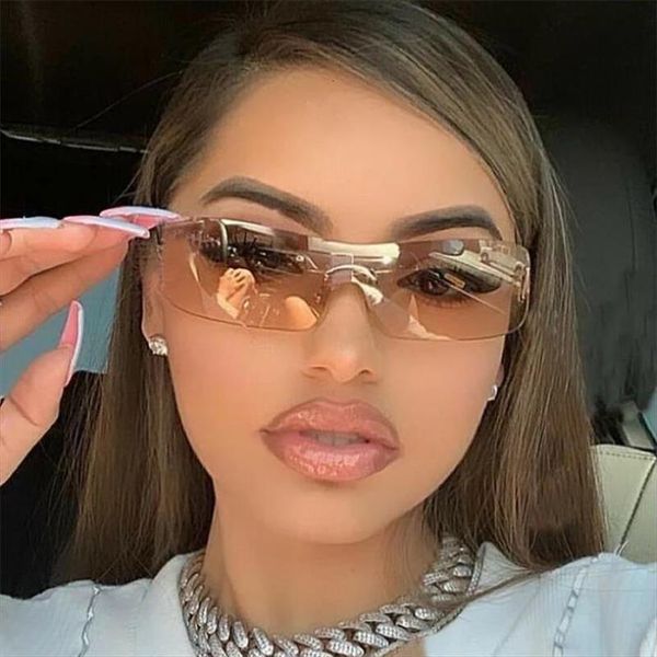 one piece rimless sunglasses women cute round square sun glasses for men retro personality brown tinted shades eyewear, White;black
one piece rimless sunglasses women cute round square sun glasses for men retro personality brown tinted shades eyewear, White;black
