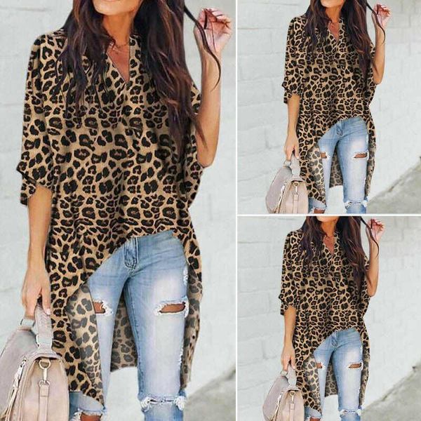 women's blouses & shirts blouse low print asymmetrical shirt us hem leopard high v neck women irregular size s-xl, White
women's blouses & shirts blouse low print asymmetrical shirt us hem leopard high v neck women irregular size s-xl, White