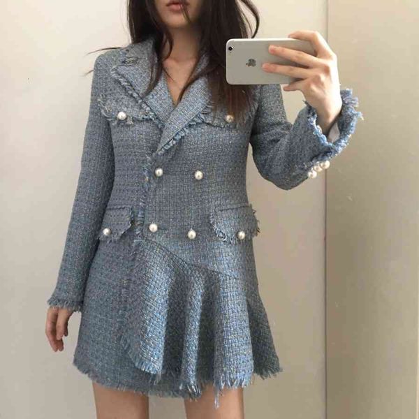 female korean outerwear long autumn coat double-breasted sleeve suit for women tweed jacket clothing, Black;brown
female korean outerwear long autumn coat double-breasted sleeve suit for women tweed jacket clothing, Black;brown