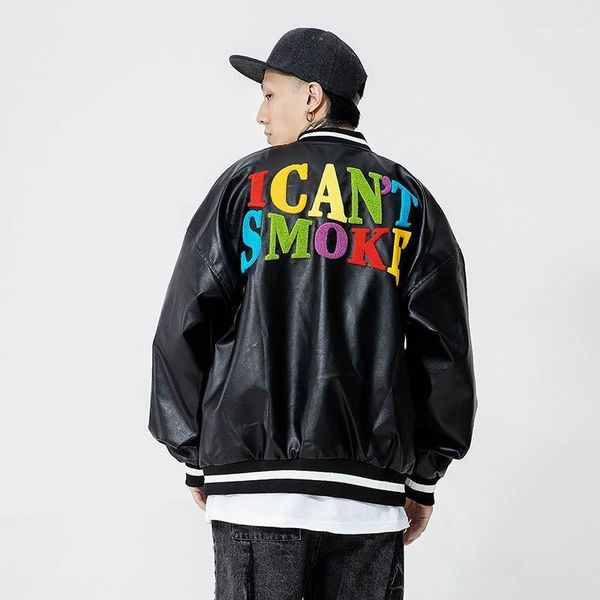 fashion men's pu leather baseball jackets letters embroidery biker outwear coats for male punk style, Black;brown
fashion men's pu leather baseball jackets letters embroidery biker outwear coats for male punk style, Black;brown